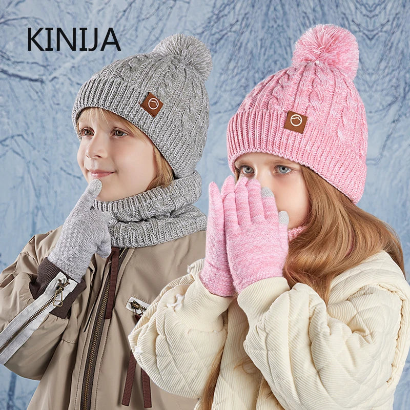 🧤 Kids 3-Piece Winter Set – Knitted Hat, Scarf & Gloves (Unisex)