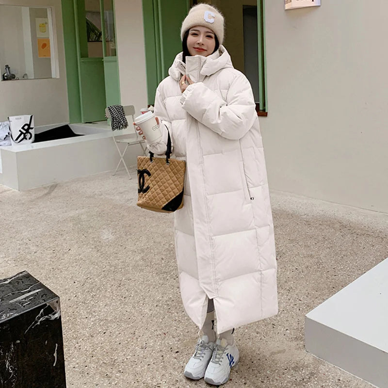 🧥 Women’s Long Hooded Puffer Jacket