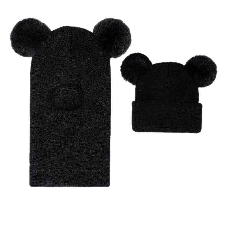 🐻 3. Kids Knit Winter Hat & Scarf Set – Fleece-Lined Balaclava (Ages 1–3)