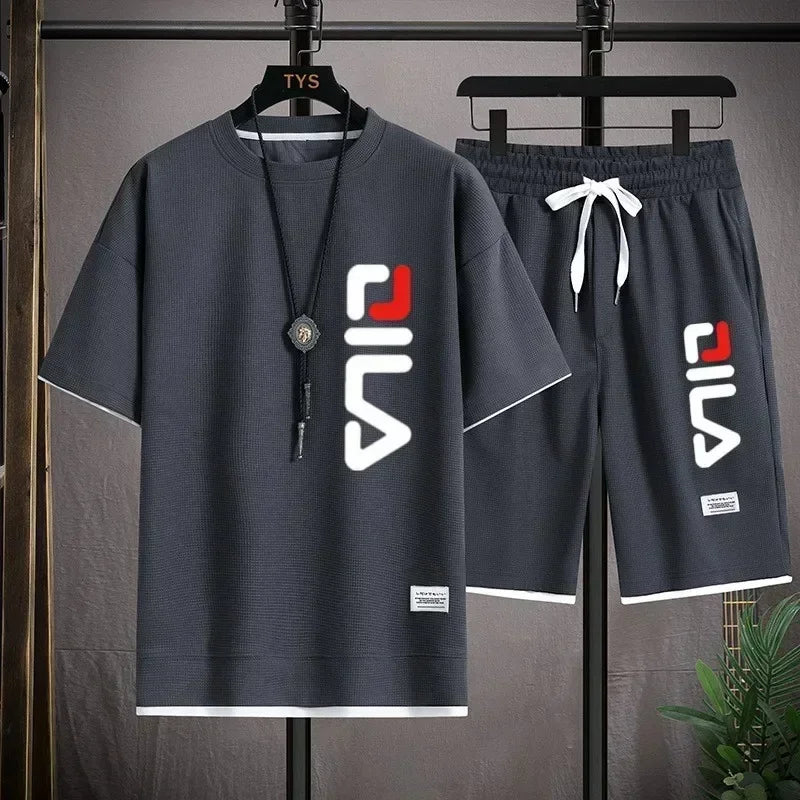 🏋️‍♂️ Glow West Men’s Gym Sports Suit | T-Shirt + Shorts Set | Comfortable 2-Piece Activewear