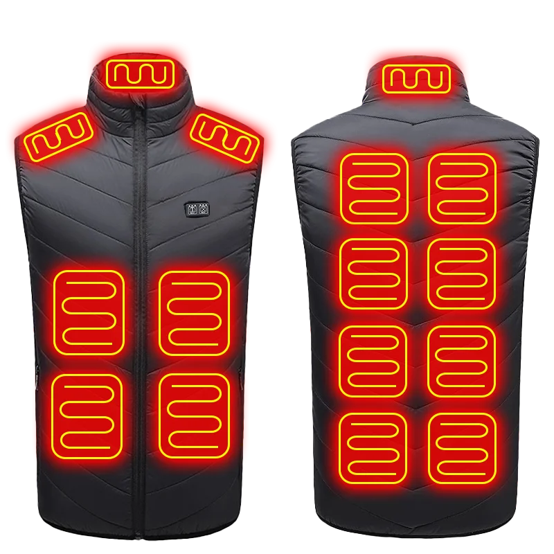 15 Areas USB Heated Jacket Men Women Electric Heated Vest Heating Coat Bodywarmer Winter Outdoor Soft Shell Smart Veste Camping