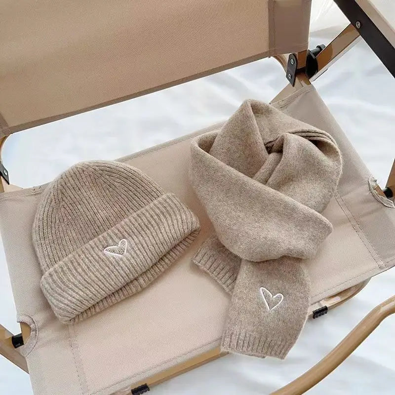 🧶 Kids’ Knit Hat & Scarf Set – Warm Winter Beanie with Matching Scarf (Ages 7–12)