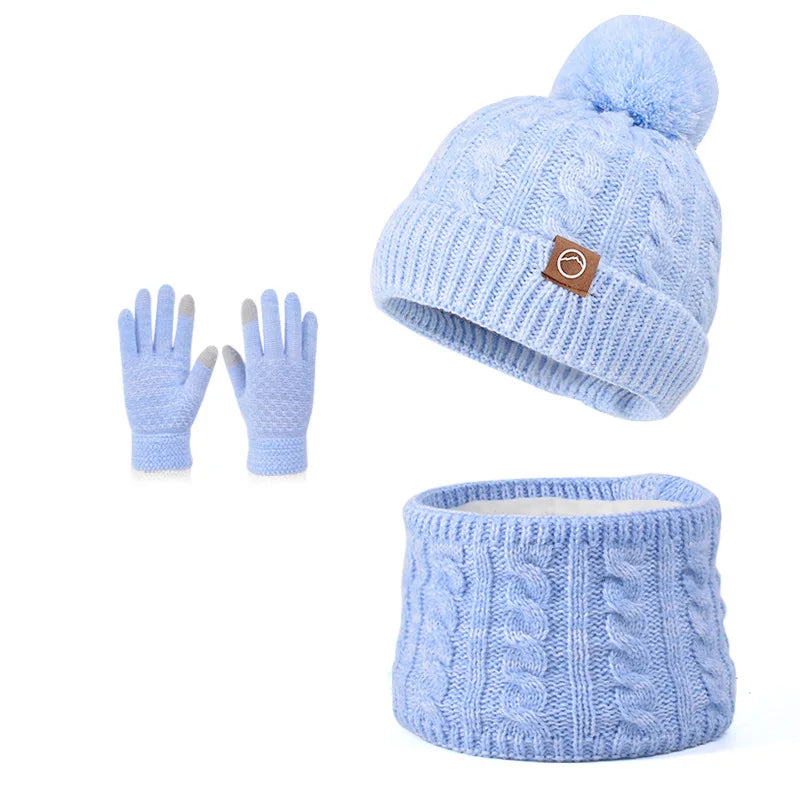 🧤 Kids 3-Piece Winter Set – Knitted Hat, Scarf & Gloves (Unisex)