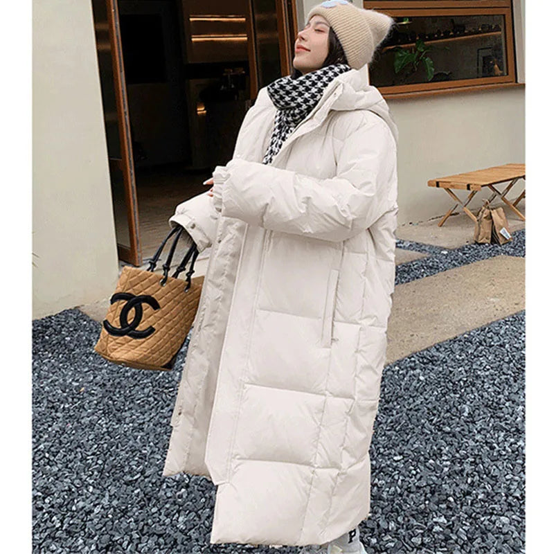 🧥 Women’s Long Hooded Puffer Jacket