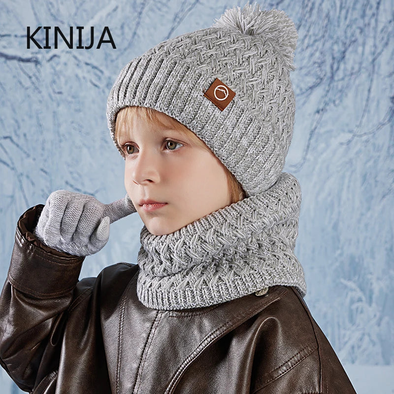🧤 Kids 3-Piece Winter Set – Knitted Hat, Scarf & Gloves (Unisex)