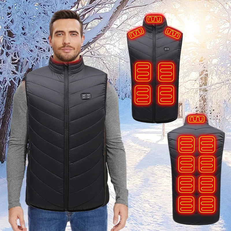 15 Areas USB Heated Jacket Men Women Electric Heated Vest Heating Coat Bodywarmer Winter Outdoor Soft Shell Smart Veste Camping