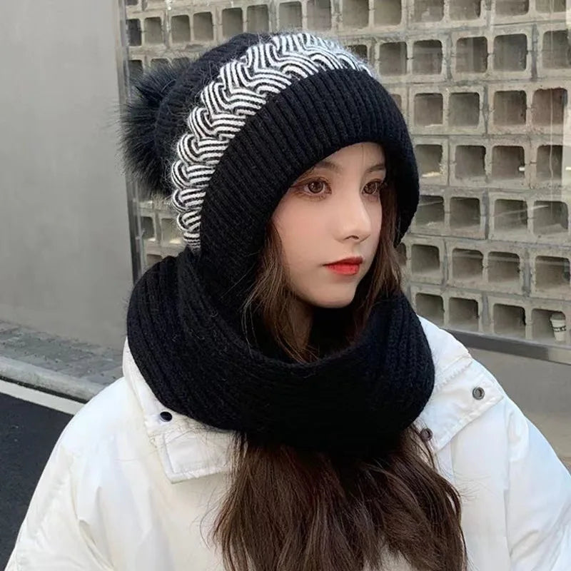 🧶 Glow West Woolen Hat & Scarf Set | Velvet-Lined Knit | Cosy Winter Accessories