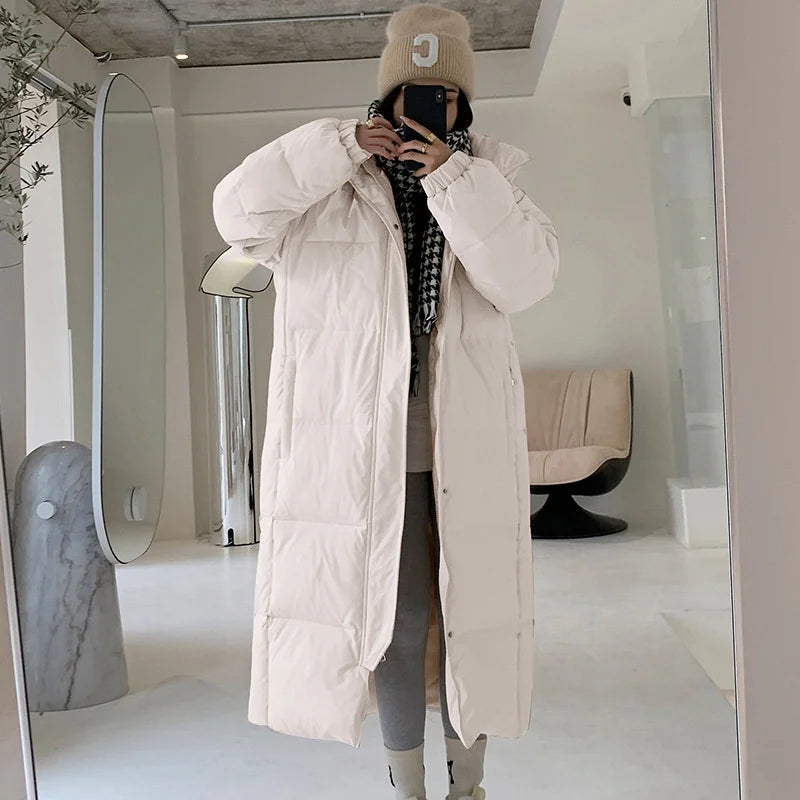 🧥 Women’s Long Hooded Puffer Jacket