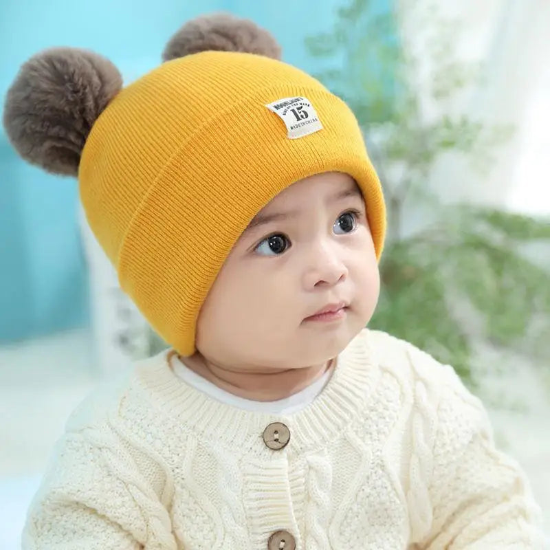 🍼 Baby Knit Hat & Scarf Set – Warm Winter Beanie with Ears (0–12 Months)