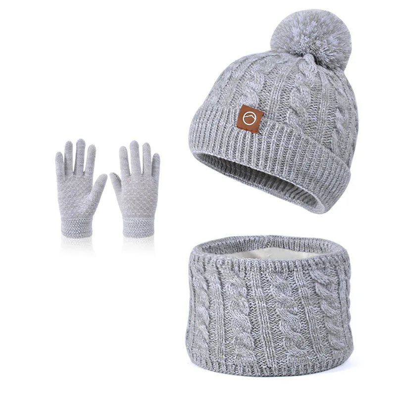 🧤 Kids 3-Piece Winter Set – Knitted Hat, Scarf & Gloves (Unisex)