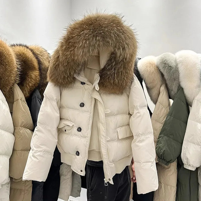🧥 Women’s Parka Coat – Fur-Lined Hooded Winter Jacket