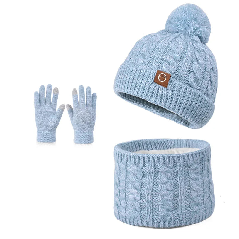 🧤 Kids 3-Piece Winter Set – Knitted Hat, Scarf & Gloves (Unisex)