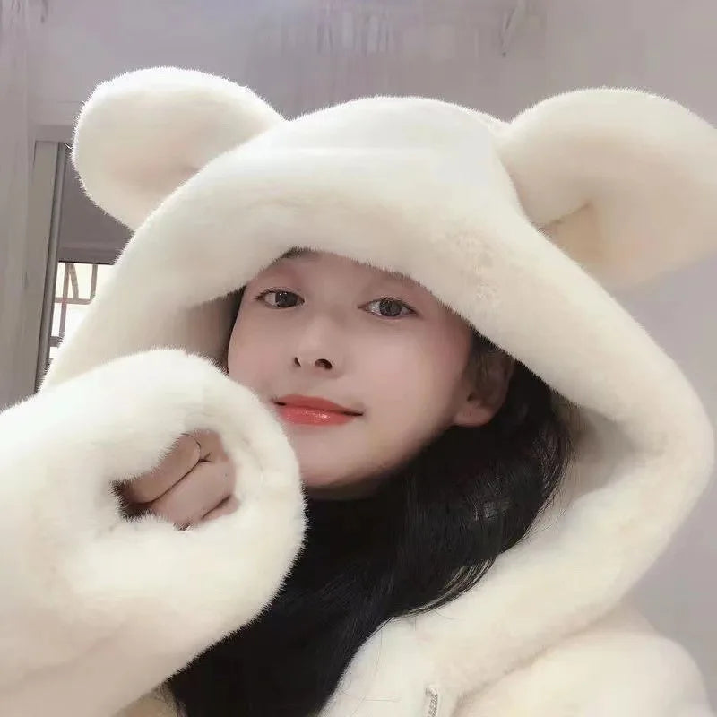 🐻  Bear Ears Hooded Jacket – Plush Fur Winter Coat
