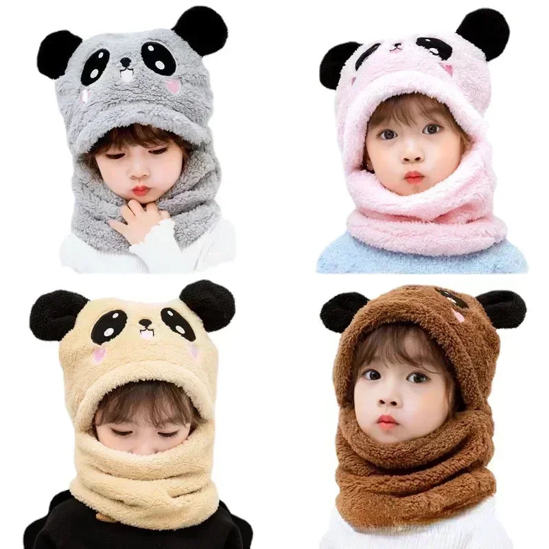 🧣Kids Cartoon Winter Hat & Scarf Set – Fleece Animal Design (Ages 1–12