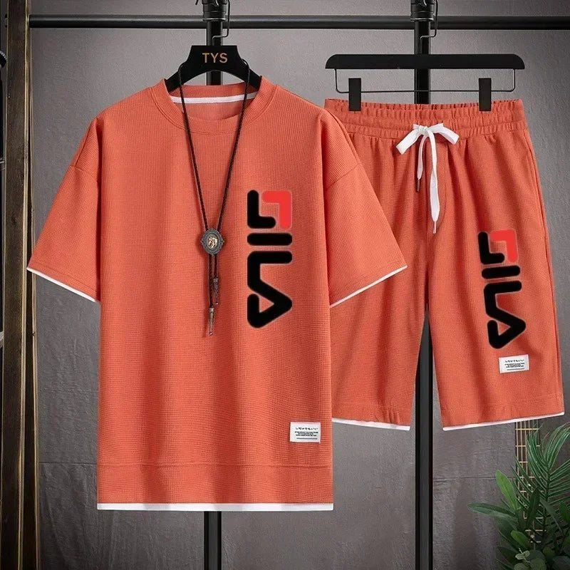 🏋️‍♂️ Glow West Men’s Gym Sports Suit | T-Shirt + Shorts Set | Comfortable 2-Piece Activewear