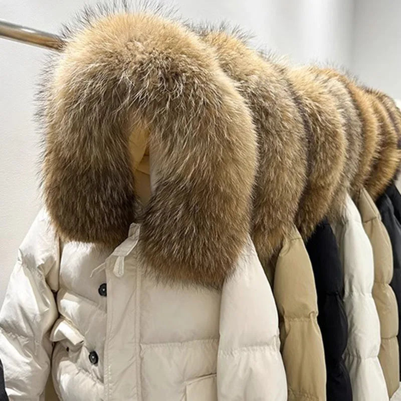 🧥 Women’s Parka Coat – Fur-Lined Hooded Winter Jacket