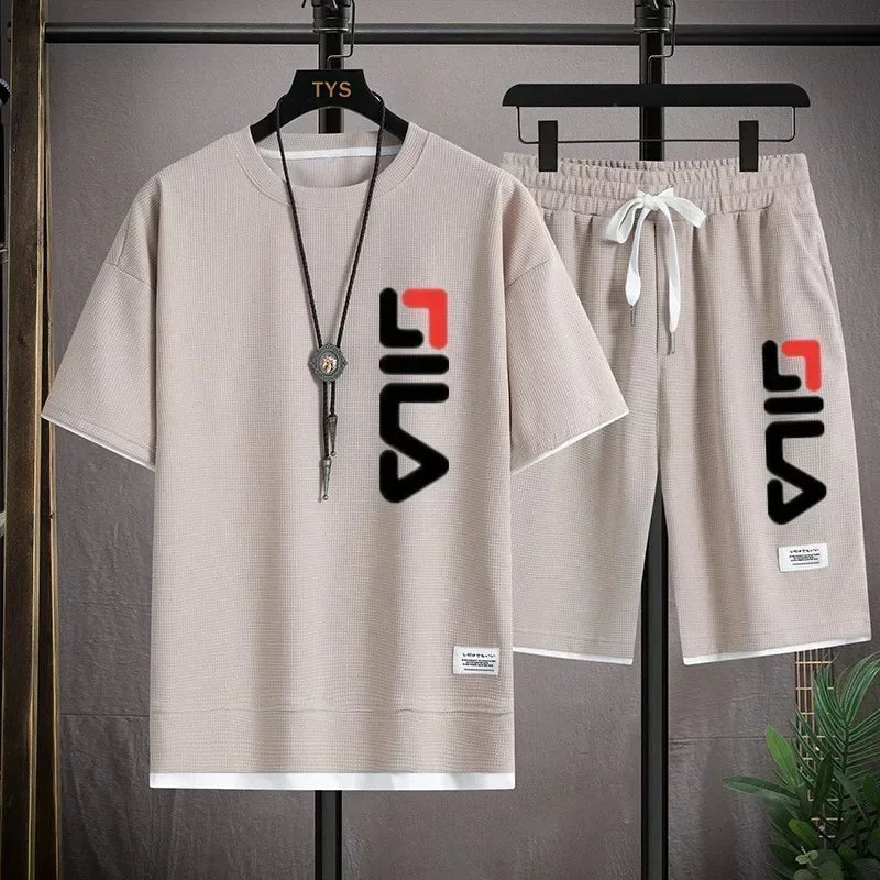 🏋️‍♂️ Glow West Men’s Gym Sports Suit | T-Shirt + Shorts Set | Comfortable 2-Piece Activewear