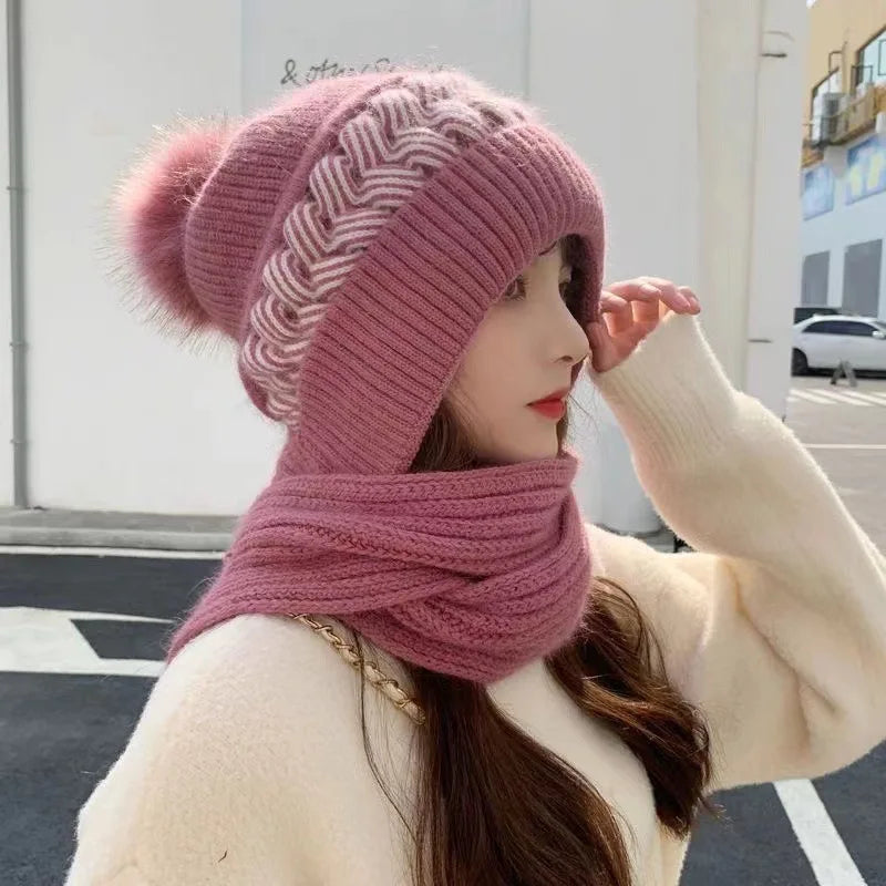 🧶 Glow West Woolen Hat & Scarf Set | Velvet-Lined Knit | Cosy Winter Accessories