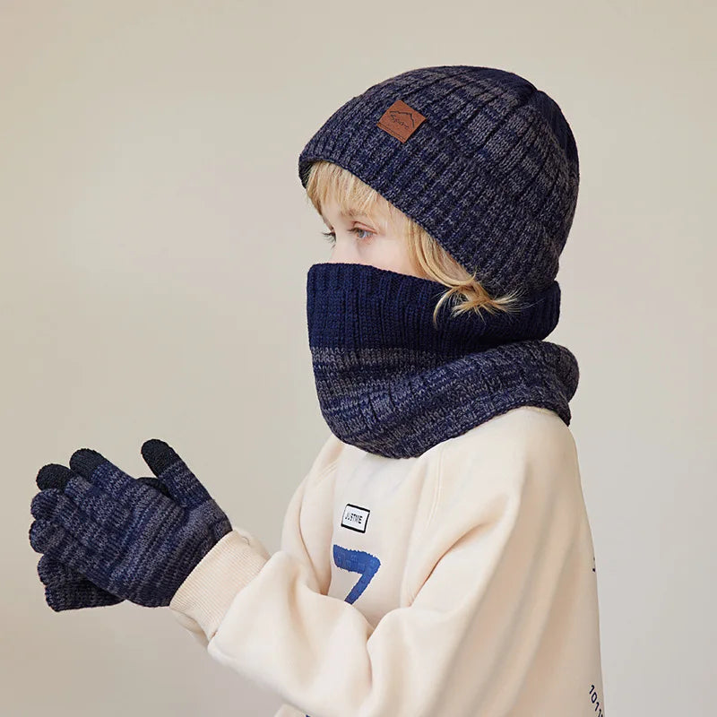 Kids Winter 3-Piece Set – Knitted Hat, Scarf & Gloves (Ages 4–6)