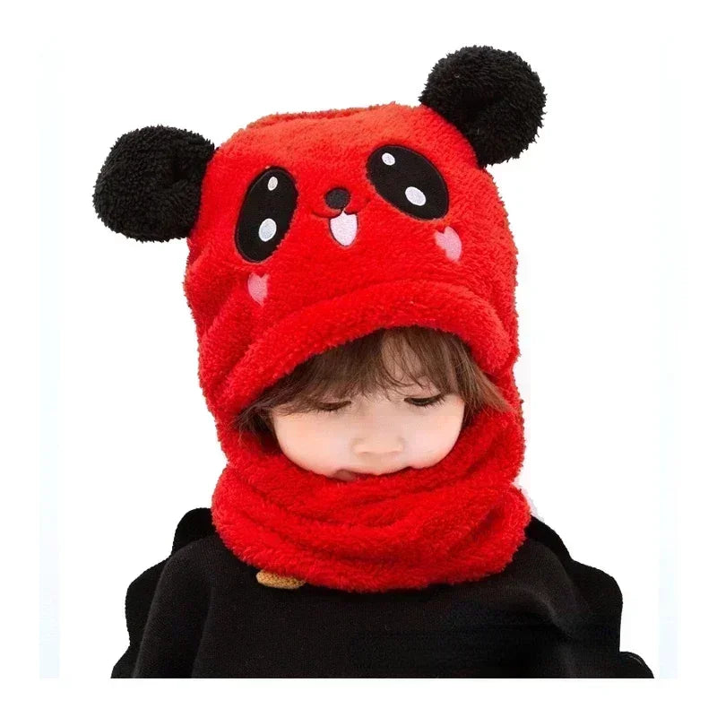 🧣Kids Cartoon Winter Hat & Scarf Set – Fleece Animal Design (Ages 1–12