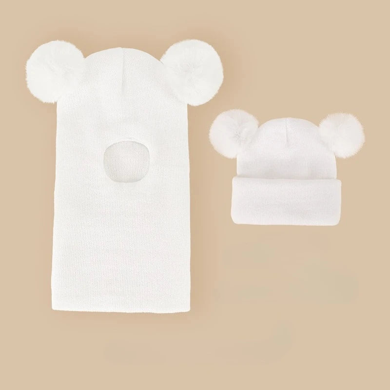 🐻 3. Kids Knit Winter Hat & Scarf Set – Fleece-Lined Balaclava (Ages 1–3)