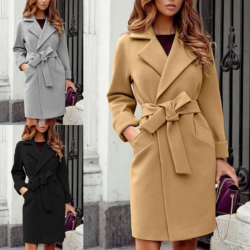 🧥 11. English Style Turn-Down Woolen Coat – Vintage Long Jacket