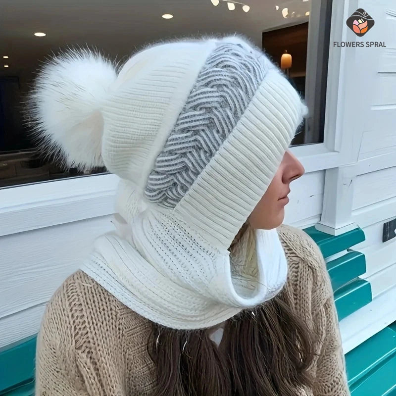 Glow West Women’s 2-in-1 Fleece-Lined Hat & Scarf | Winter Warm Knit Set