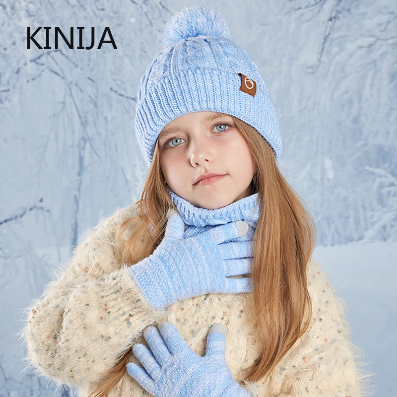 🧤 Kids 3-Piece Winter Set – Knitted Hat, Scarf & Gloves (Unisex)