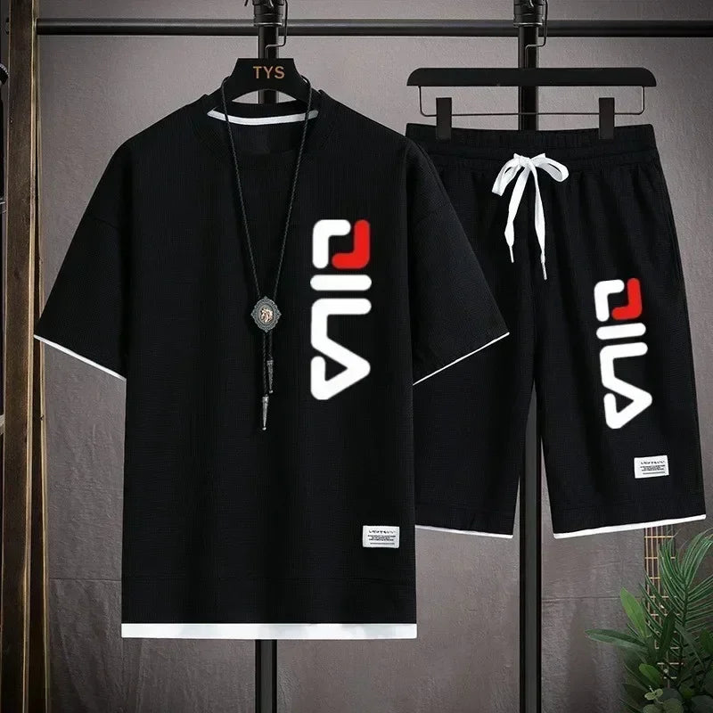 🏋️‍♂️ Glow West Men’s Gym Sports Suit | T-Shirt + Shorts Set | Comfortable 2-Piece Activewear