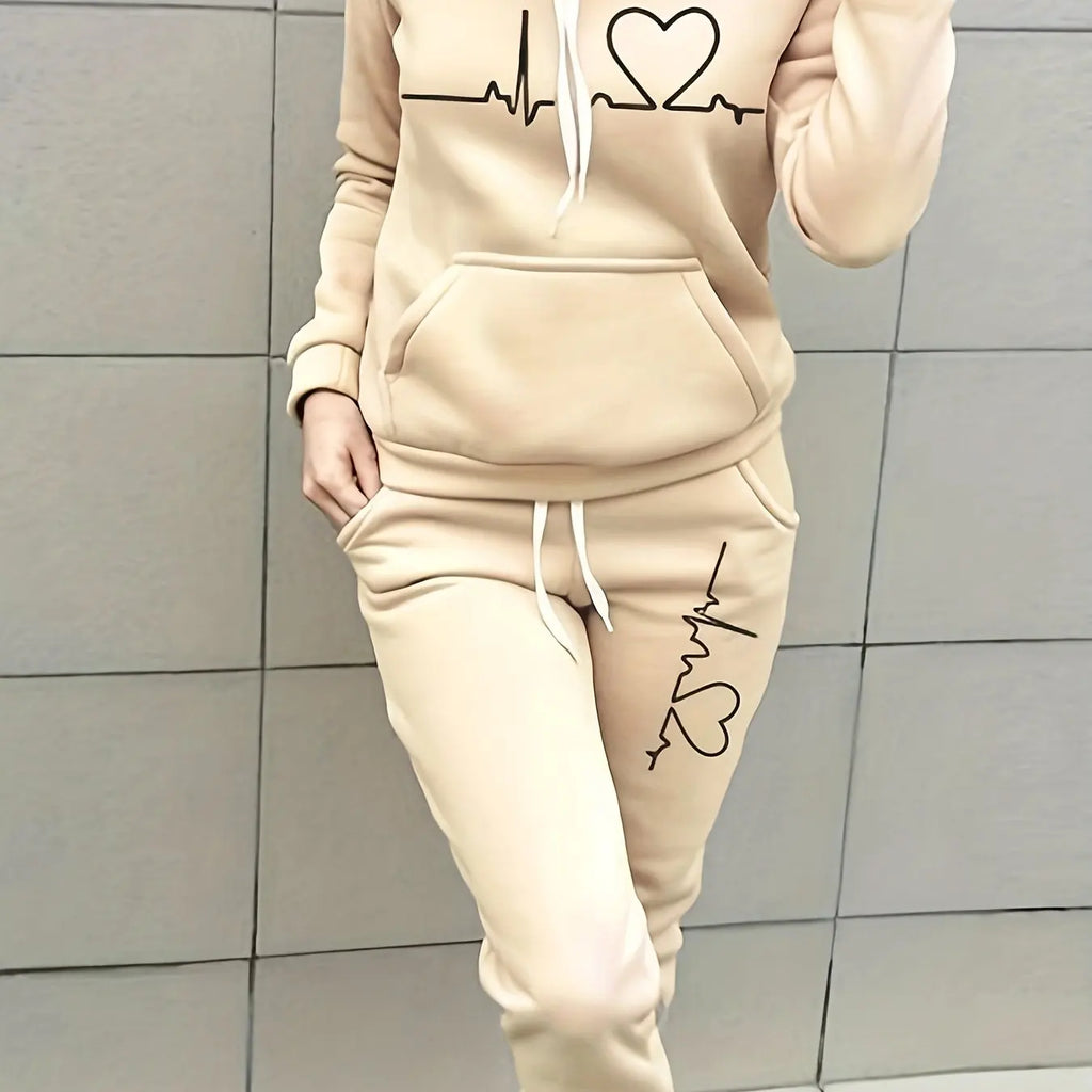Women’s Heartbeat Hoodie & Jogger Set – Plush Comfort Loungewear