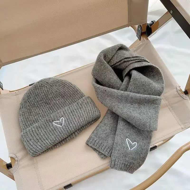 🧶 Kids’ Knit Hat & Scarf Set – Warm Winter Beanie with Matching Scarf (Ages 7–12)