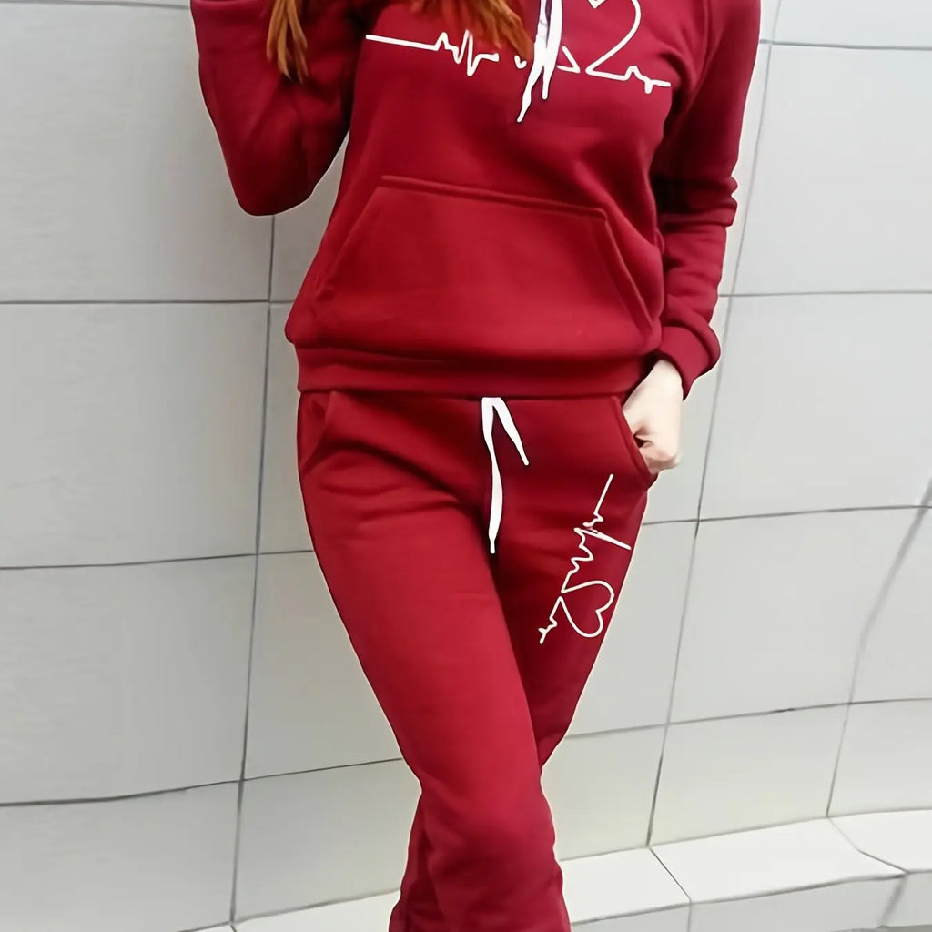 Women’s Heartbeat Hoodie & Jogger Set – Plush Comfort Loungewear