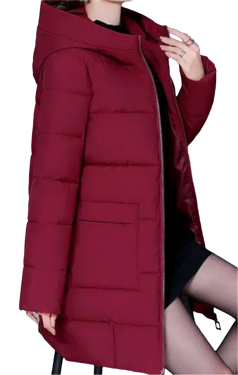 🧥  Women’s Long Puffer Jacket – Thick Hooded Winter Coat
