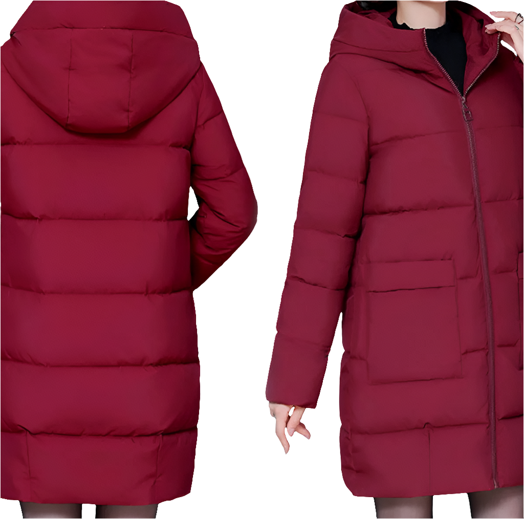 🧥  Women’s Long Puffer Jacket – Thick Hooded Winter Coat